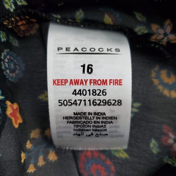 Peacocks Womens Black Floral Embroidered Blouse Size 16 US L Sheer Smocked Waist - Picture 5 of 10